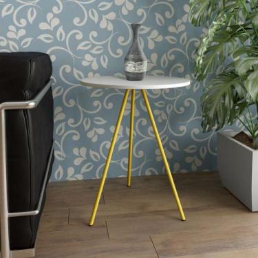 Imagem de Mesa Lateral Gabriela Wood Branco e Amarelo - NEW GREEN