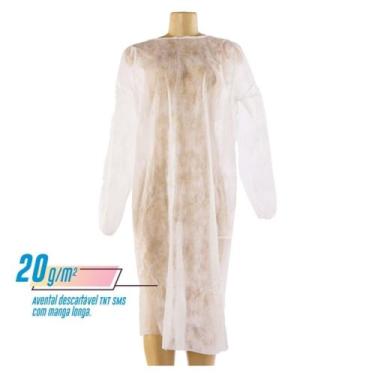 Imagem de Avental Descartável New Protection TNT SMS 20g/m² Manga Longa - 10 uni