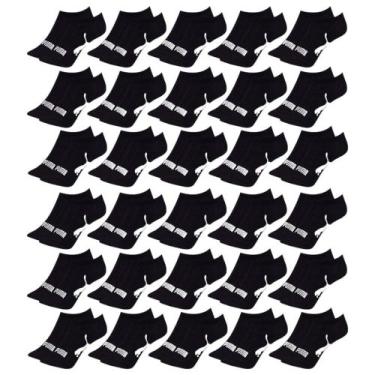 Imagem de Kit 30 Pares de Meias Puma Sapatilha Esportiva Feminino, Preto, 34-39