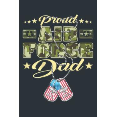 Imagem de Mens Proud Air Force Dad - Camo US Flag Dog Tags Military Father: Notebook A5 size (6 inch wide x 9 inch high)