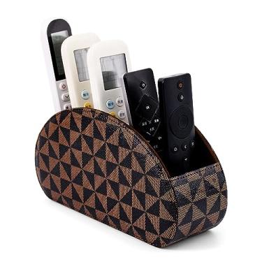 Imagem de Caixa organizadora de suporte de controle remoto com 5 compartimentos de couro sintético multifuncional para escritório, armazenamento de TV, controle remoto para reprodutor de mídia, pincel, lápis,