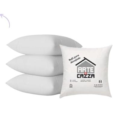 Imagem de Kit 4 Refil Enchimento Almofada 50x50cm Fibra Siliconda Importada Macia Alta