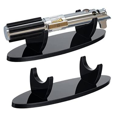 Imagem de WANLIAN Suporte de Exibição de Sabre de Luz Suporte de Espada Suporte de Exibição de Mesa de Acrílico Suporte de Sabre de Luz para Decoração de Exibição de Sabre de Luz (Oval Preto 1 Pacote)