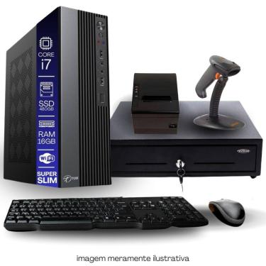 Imagem de Kit Automação PDV TOB Intel i7 16GB SSD 480GB Win10 Rede S/Fio Teclado Mouse Gaveta Dinheiro Impressora Térmica Leitor Código de Barras