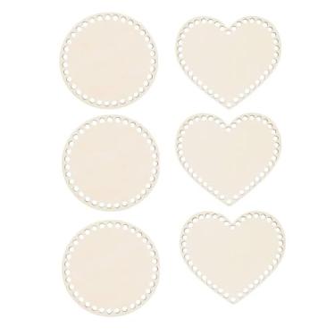Imagem de Parte inferior de cesta de crochê, 6 peças de base de madeira de crochê em branco para cesta de tecelagem artesanal, suprimentos de tecelagem, fundo de cesta de madeira, bases de saco de tecelagem,