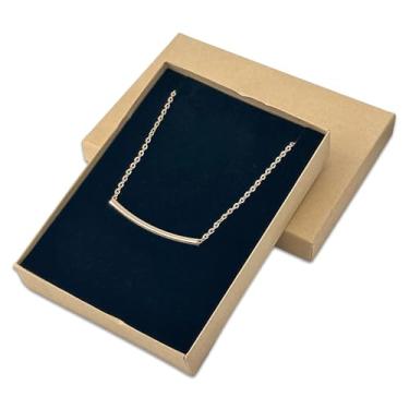 Imagem de TheDisplayGuys – Embalagem com 12 caixas de presente de papel kraft de papelão com enchimento de veludo – Colar/Pingente – Marrom Kraft – #53 (13,7 cm x 9,9 cm x 2,5 cm)