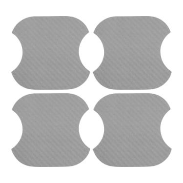 Imagem de TUCKBOLD Ímã do carro maçaneta da porta do carro protetor contra arranhões 91 x 93 mm antiarranhões | Maçaneta da porta película protetora fibra tom prata 4 peças