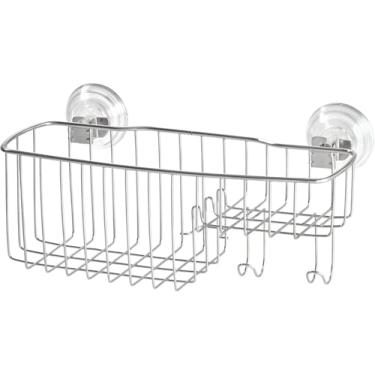 Imagem de InterDesign Cesta de chuveiro Power Lock, 14 cm A x 29 cm L x 13 cm C, aço inoxidável prata