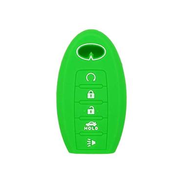 Imagem de SEGADEN Capa protetora de silicone com suporte de capa compatível com INFINITI Q60 QX80 JX35 chaveiro remoto inteligente de 5 botões CV4506 verde claro