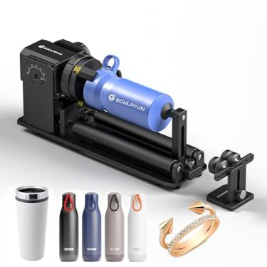 Imagem de SCULPFUN RA Pro Max Rolo rotativo, rolo rotativo a laser 4 em 1, acessórios de gravação multifuncional para gravador a laser, mandril giratório para gravação de objetos cilíndricos, copo, anel