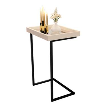 Imagem de Mesa de Apoio 4774 Perola Pé de Ferro Preto JB Bechara - Ofertamo