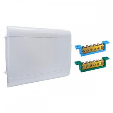 Imagem de Centrinho Steck Pvc Embutir Branco Para 12 Disjuntores Din Com Barrame