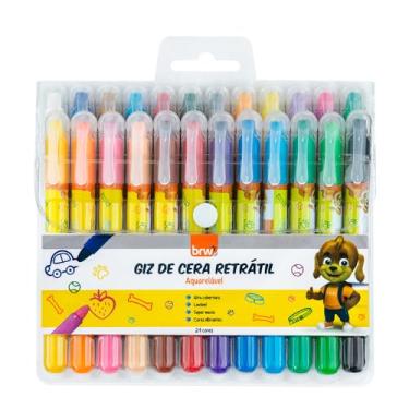 Imagem de Giz de Cera Retrátil Aquarelável com 24 Cores, BRW