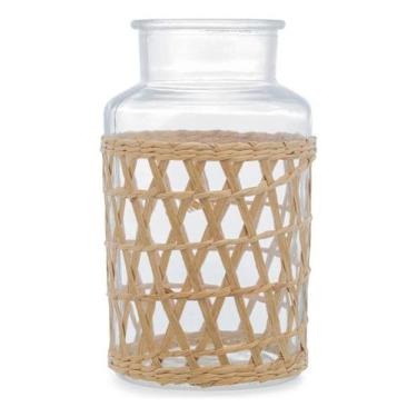 Imagem de Vaso Wolff De Vidro E Fibra Natural 22,5x12,5cm