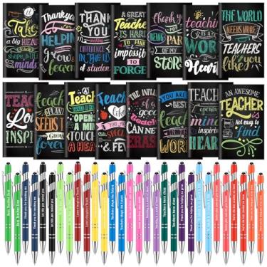 Imagem de TaoBary 60 peças de presentes de apreciação de professores incluem 30 blocos de notas para professores, 30 canetas esferográficas para professores, mini cadernos, tinta preta, citações inspiradoras para professoras e mulheres, 15 estilos
