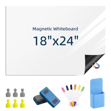 Imagem de Babenoun Quadro branco magnético apagável a seco para geladeiras, quadro branco de 45 x 61 cm na parede para organizador e planejador, lista de compras de geladeira de cozinha com marcador, borracha