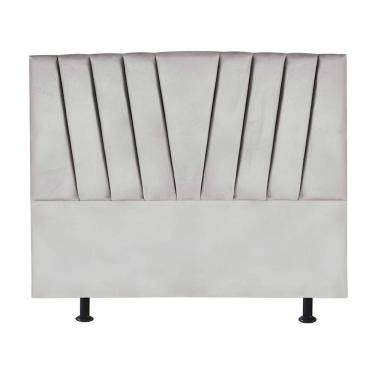 Imagem de Cabeceira Estofada Cama Casal Queen Size 160 Cm Ariel Suede Cinza Claro