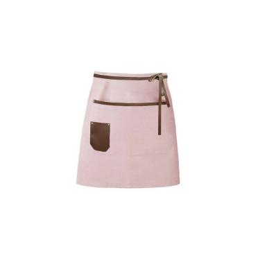 Imagem de Avental de Cintura Rosa Curto Couro Marrom Chef Confeitaria