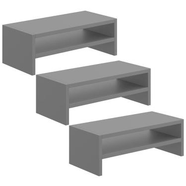 Imagem de Kit 03 Suportes Stand Para Monitores Mesa Escritório Home Office Lap L03 Cinza