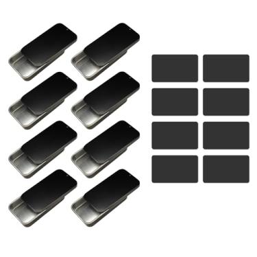 Imagem de Cubic Ape Recipientes De Lata Com Tampa Deslizante Para Protetor Labial E Perfume Sólido (Pacote 8, Rótulos) - Caixas Metal Vazias Cosméticos (Preto Fosco, 0,5 Oz)