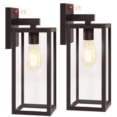 Imagem de BesLowe Luminárias De Parede Externas Com Sensor Movimento Atualizado, Arandelas 15" Para Varanda, Do Anoitecer Ao Amanhecer, 3 Modos Iluminação, Marrom Áreas Externas, Pacote 2