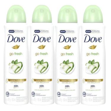 Imagem de Kit 4 Desodorantes Aerosol Dove Go Fresh Pepino E Chá Verde 150ml