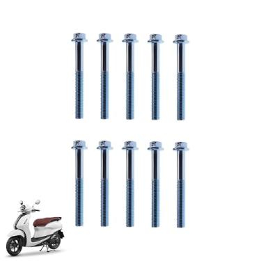 Imagem de JOYYANGFANG 10 peças M6 50 mm/1,96" GY6 capa de caixa de engrenagens engrenagem de partida parafuso de arranque de recuo de buzina adequado para scooter chinês ciclomotor ATV Go Kart 4 tempos GY6 50cc