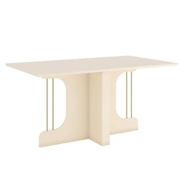 Imagem de Mesa de Jantar Mavi 160 cm Canto Reto sem Vidro Off White  Henn