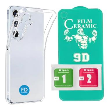 Imagem de Kit Capa Capinha Anti-Impacto Premium Transparente + Película de Cerâmica 9D para Samsung Galaxy M55.