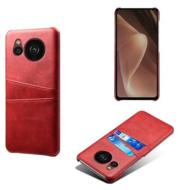 Imagem de Capa compatível com Sharp Aquos Sense 7 PLUS, capa de couro PU - Capa de telefone fina à prova de choque com 2 compartimentos para cartão, proteção anti-impressão digital e antiqueda, couro sintético