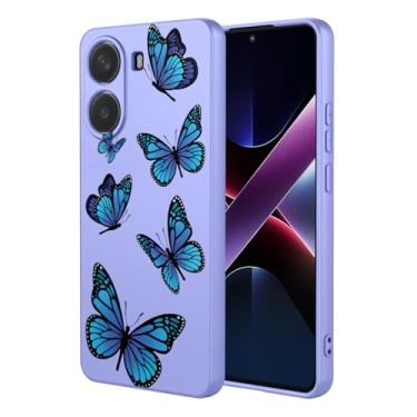 Imagem de HTXWXJC Capa de telefone para Xiaomi Poco X7 Pro, 2412DPC0AG Redmi Turbo 4 Capa à prova de choque flexível bumper TPU capa macia padrão borboleta capa de telefone para Xiaomi Poco X7 Pro 5G borboleta