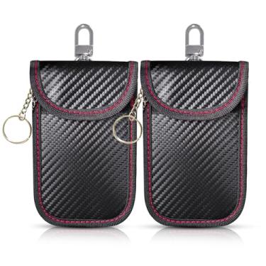 Imagem de Pacote com 2 bolsas Faraday para chaveiros de carro, bolsa antifurto com bloqueio de sinal, à prova de fogo e à prova d'água, gaiola Faraday RFID para chaves de carro e cartões RFID, design portátil