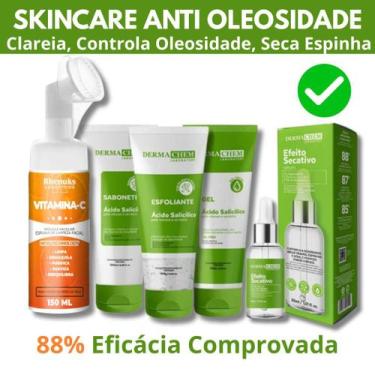 Imagem de Kit Skincare Anti Oleosidade e Acne, Sérum Secativo Dermachem, Mousse 