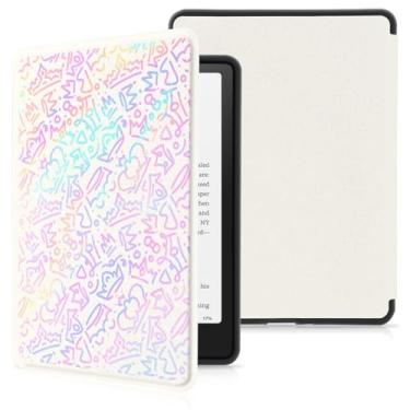 Imagem de MAYCARI Capa para Kindle 11ª geração lançado em 2024/2022 de 15 cm com alça de mão, arte de poliuretano, capa protetora de plástico PU com hibernar/despertar automático para Kindle Gen 11th - Coroa