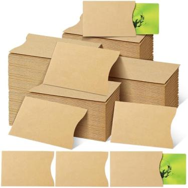 Imagem de 1200 peças de capas para cartões de presente 8,5 x 6,8 cm, porta-cartões de presente, capas em branco, porta-cartões de hotel, envelopes kraft, capa protetora para cartões de identificação e chaves