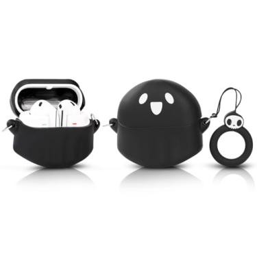 Imagem de Suublg Capa Para Fones De Ouvido Samsung Galaxy Buds 3 E Pro (2024) Com Mosquetão, Protetora Silicone À Prova Choque Design Pele Desenho Animado Homens Mulheres Adolescentes (Ghostbk)