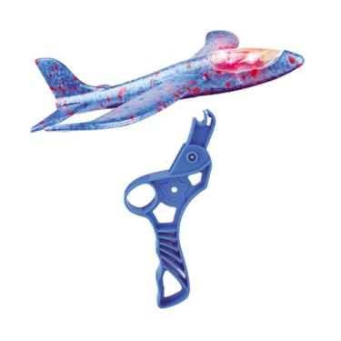 Imagem de YIJU Avião de brinquedo de espuma, lançador de avião, planador para crianças, leve com luzes piscantes, brinquedo voador, avião de arremesso para esporte