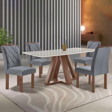 Imagem de Mesa de Jantar 4 Lugares Kyra/Arthus com Vidro Chocolate/Off White/Sue