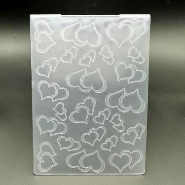 Imagem de Modelo de pasta em relevo de plástico 3D, textura de dois corações, tamanho A6 para fazer cartões, faça você mesmo, scrapbooking, papel, artesanato, artesanato, scrapbook, arte, decoração, scrapbook