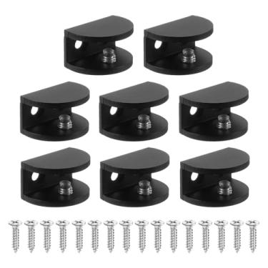 Imagem de PATIKIL 8 peças de suporte de prateleira de vidro sem moldura ajustável, grampo de vidro de chuveiro de 8 a 10 mm, suporte de grampo de liga de zinco, metade redondo para parede de madeira, prateleira