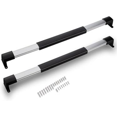 Imagem de Maçaneta universal de barra transversal de tela para trailer, ajustável de 54 cm a 72,5 cm com aderência antiderrapante para motorhome, trailer e trailer de viagem - preto, 2 peças