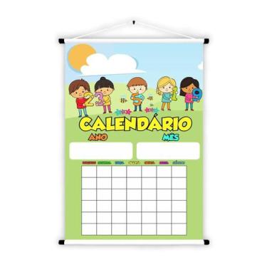 Imagem de Banner de Lona Educativo Calendário Dia Mês Ano - 85x60cm - Fabrika de