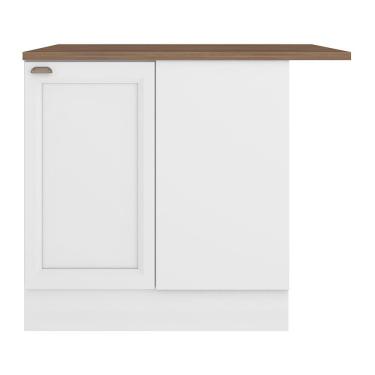 Imagem de Balcão Canto Reto Unna 1 Porta Branco Com Tampo Mdp - Poliman Móveis Branco