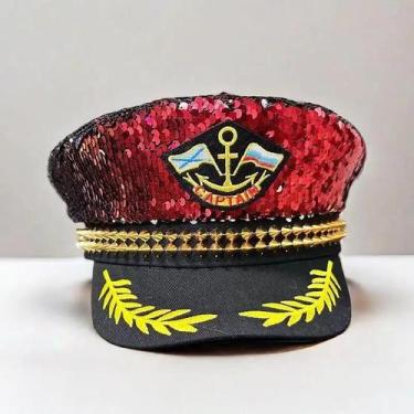 Imagem de Boné de Lantejoulas Marinho Unissex - Feito à Mão - Luxo para Festivai