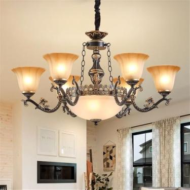 Imagem de Ustre E Lâmpada Pendente LED De Luxo: Estilo Retro Americano Com Toque Europeu, Ideal Para Sala De Estar, Restaurante, Quarto, Estudo, Villa, Hotel E Café (K 8 luzes)