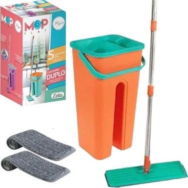 Imagem de Mop Flat Tira Pó Esfregão Com Balde Lava E Seca Com Refil