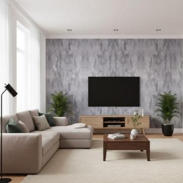 Imagem de Papel de Parede Autoadesivo 10 metros = 2 Rolos de 5m X 45cm Cimento Queimado, Vinílico Premium Cinza