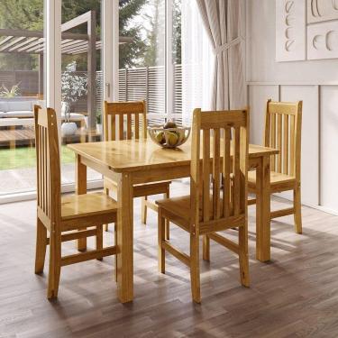 Imagem de Conjunto Sala de Jantar Mesa Retangular 120cm com 4 Cadeiras em Madeira Maciça Essen Espresso Móveis Nogueira