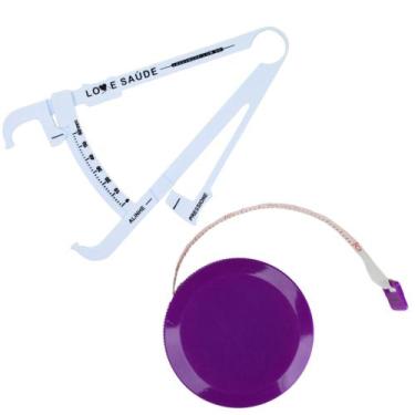 Imagem de Kit Avaliacao Fisica Medir Gordura Corporal Fita Metrica Adipometro - 