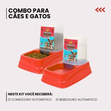 Imagem de Comedouro Bebedouro Automático 1,5L 1kg Dupla Função Cães e Gatos - Br